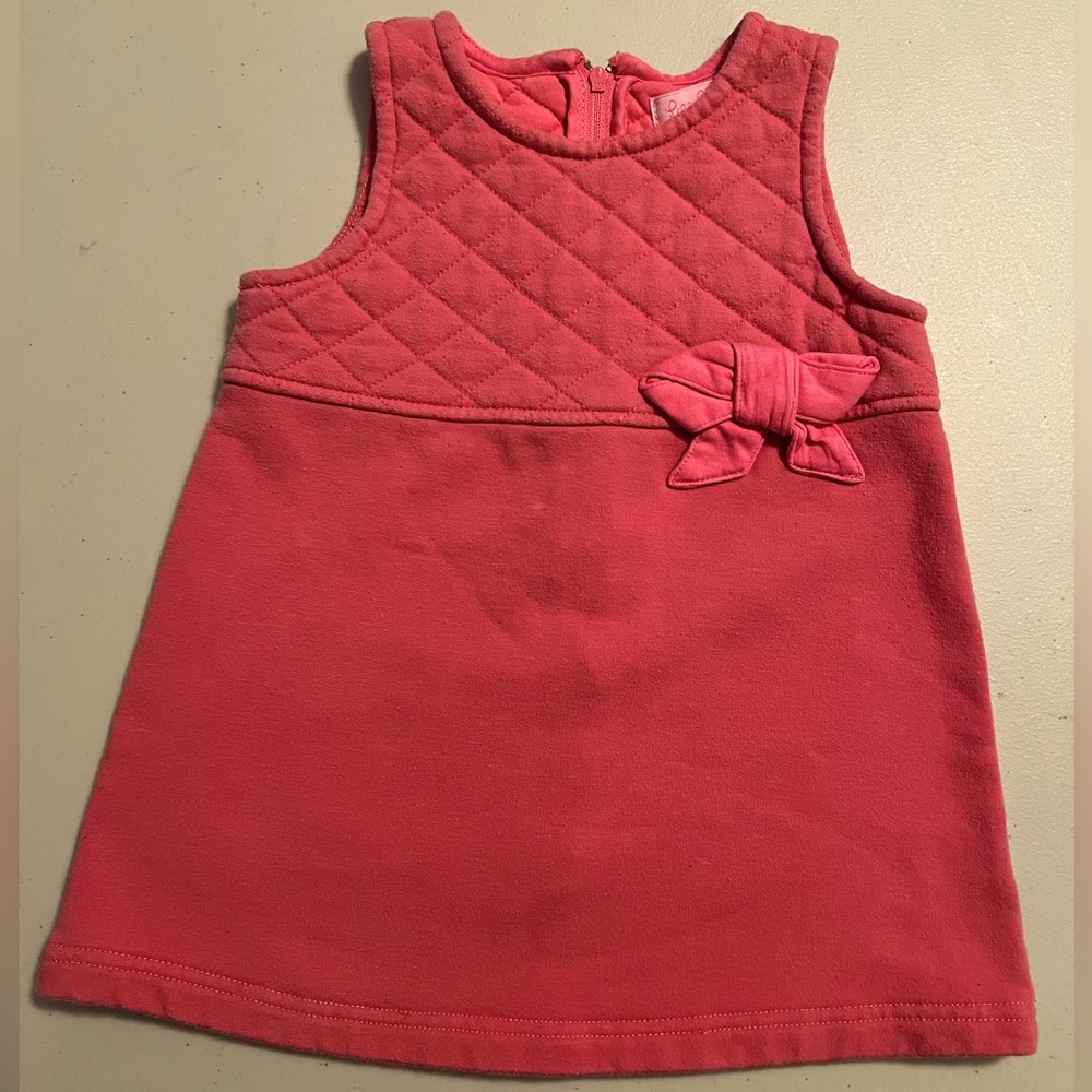 Lilly Pulitzer Baby Dress quilted Pink Size 12/18 months bow with back zipper